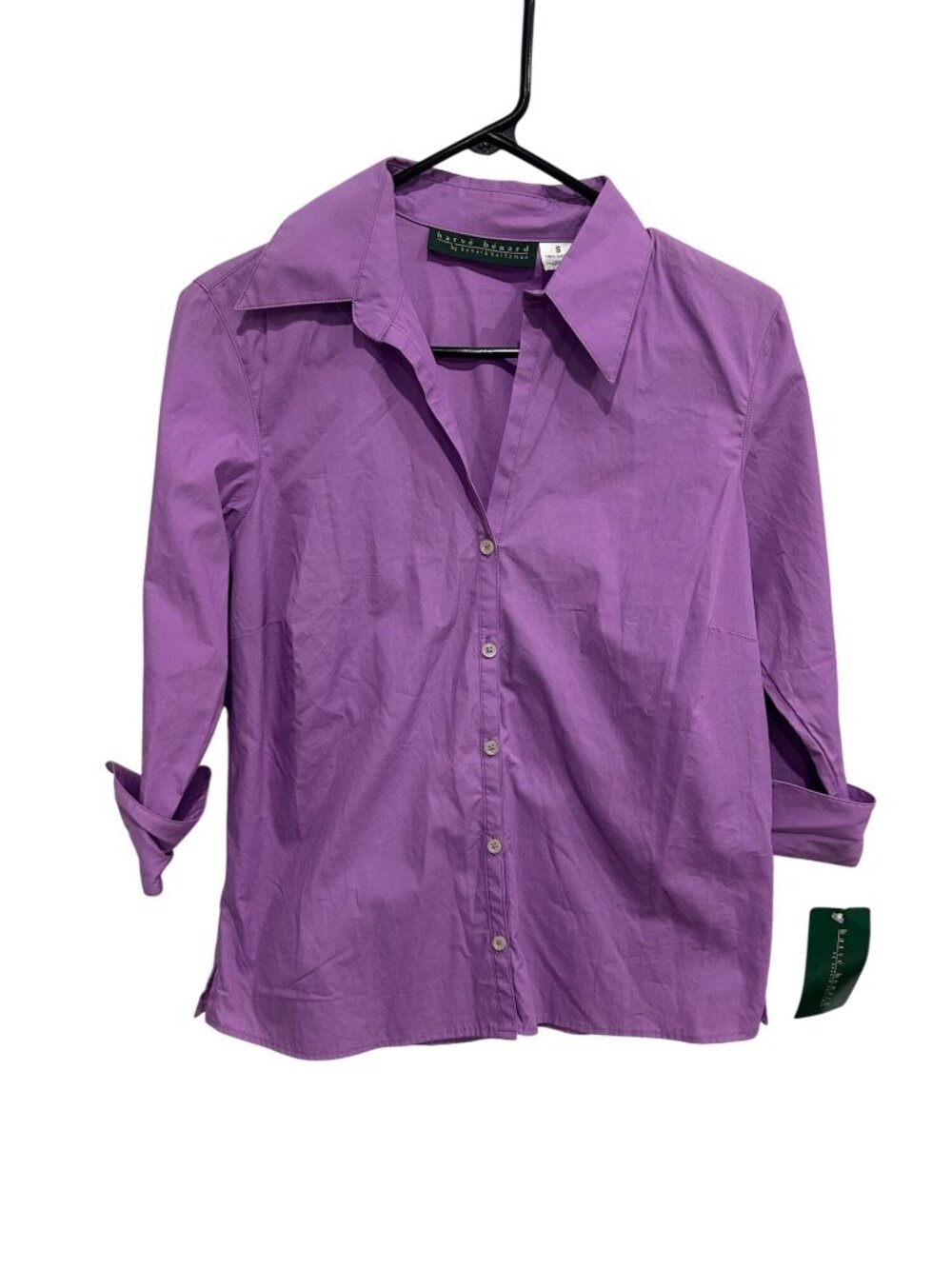 Harve Benard Purple Cotton Button Up Shirt Size Small Retro Minimalist NWT